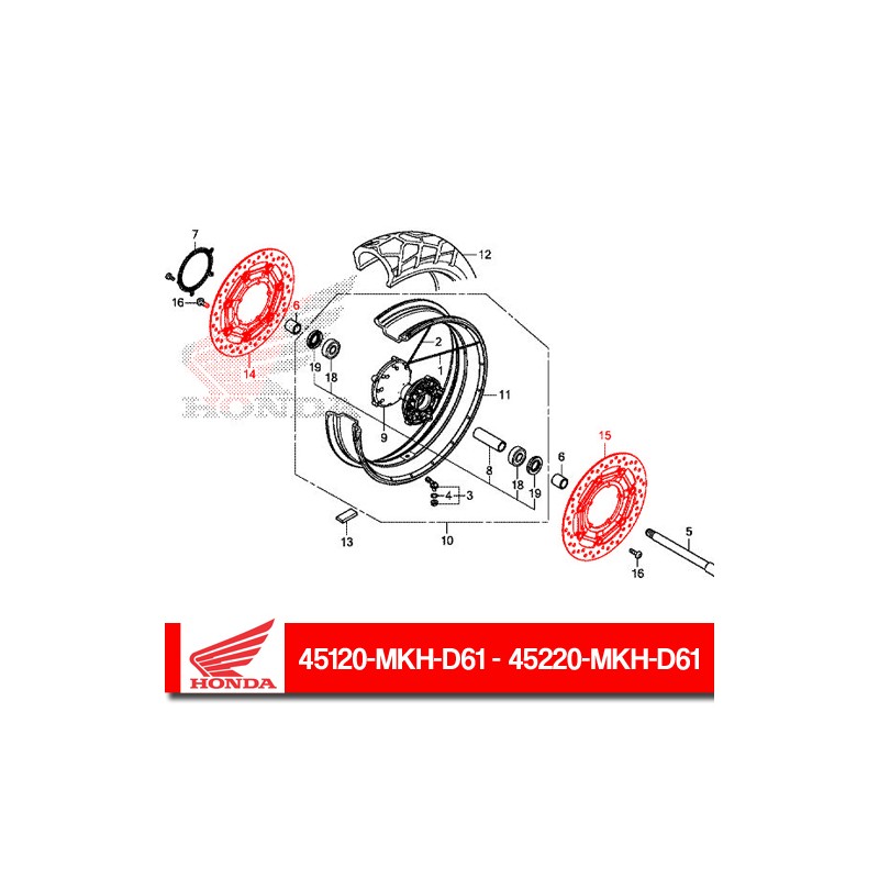 45120-MKH-D61 + 45220-MKH-D61 : Vorderbremsen für Honda Honda X-ADV 750