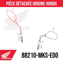 88210-MKS-E00 : Espejo retrovisor derecho original Honda 2021 Honda X-ADV 750