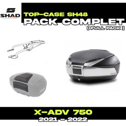 PACK-H0FZ71ST-SH48T + D1B48E06 : Paquete Top-Case Shad SH48 Titanio SIN portaequipajes original Honda X-ADV 750