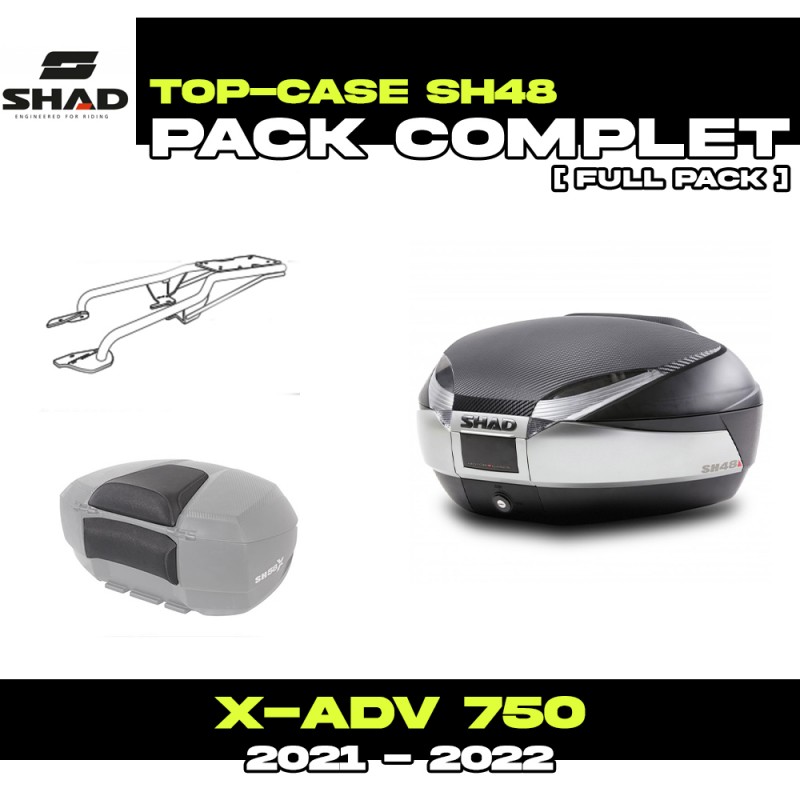 PACK-H0FZ71ST-SH48T + D1B48E06 : Pacchetto Top-Case Shad SH48 Titanio SENZA portapacchi originale Honda X-ADV 750