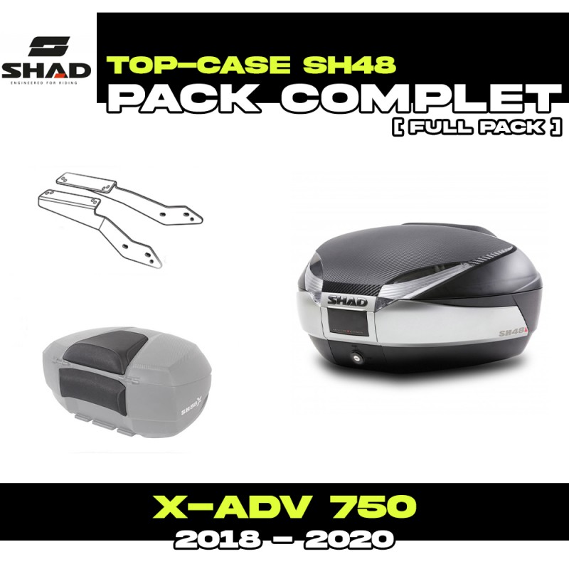 PACK-H0XD77ST-SH48T + D1B48E06 : Pack Top Case Shad SH48 Titanio SIN portaequipajes original Honda X-ADV 750