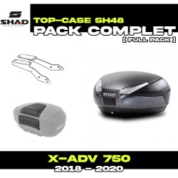 PACK-H0XD77ST-SH48 + D1B48E06 : Pack Top-Case Shad SH48 Negro SIN portaequipajes original Honda X-ADV 750