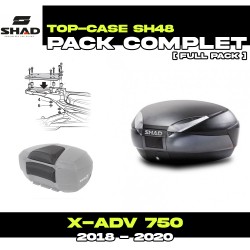 PACK-H0XV77ST-SH48 + D1B48E06 : Pack Top-Case Shad SH48 Negro CON porta equipaje de origen Honda X-ADV 750