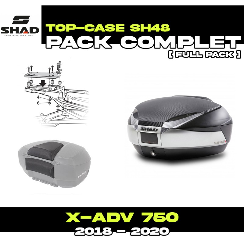 PACK-H0XV77ST-SH48T + D1B48E06 : Pacchetto Top-Case Shad SH48 Titanium CON portapacchi originale Honda X-ADV 750