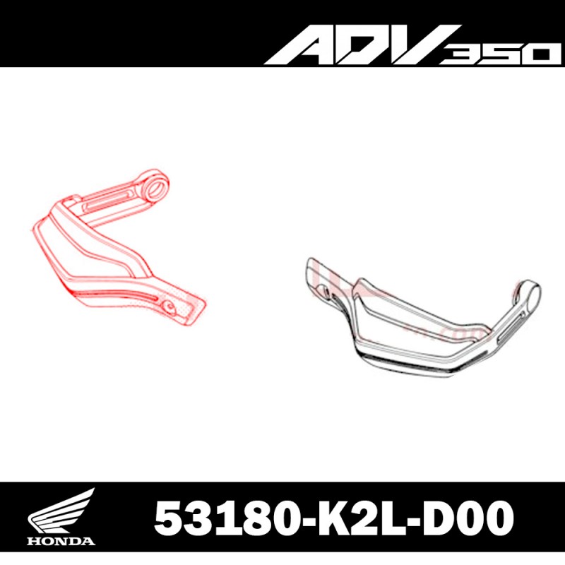 53180-K2L-D00 + 90112-MGS-D30 : Rechter Handschutz ADV 350 Honda X-ADV 750